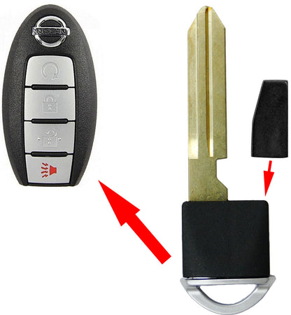 Nissan Infiniti Emergency Insert key for smart remotes - WITH CHIP 5 pack - Aftermarket